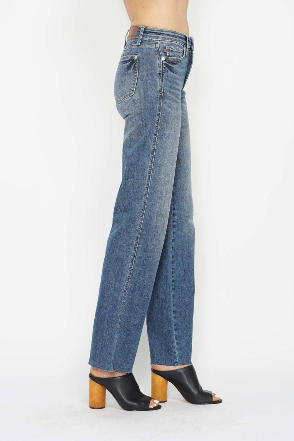 Judy Blue full -size buikregeling rechte jeans