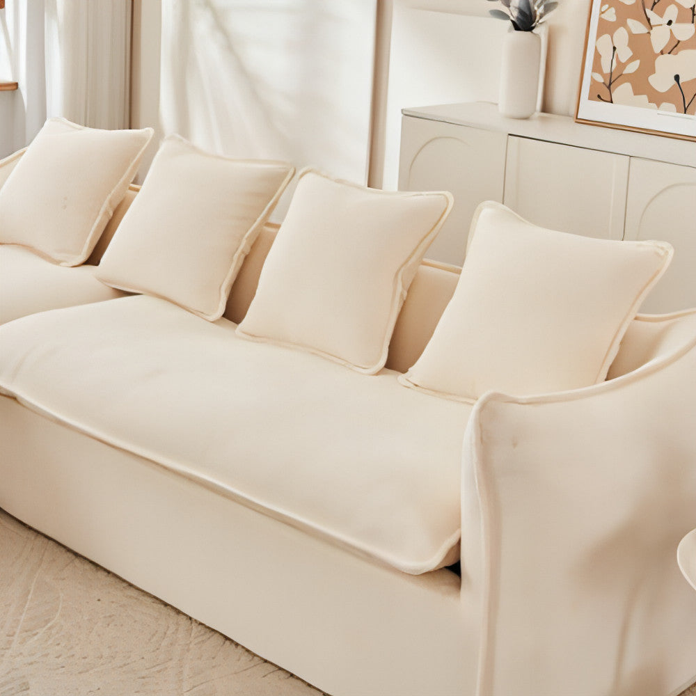 LuneluX_Home – Oversized 3-Seater L-Shape Sofa with Chaise (Beige/Grey)