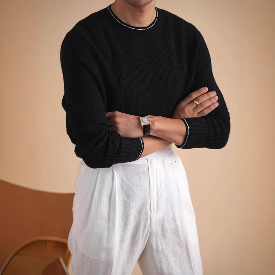 Camiseta de otoño e invierno para hombre, de manga larga, informal, de negocios