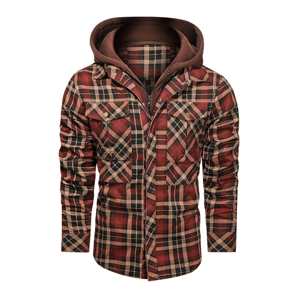 Chaqueta de cuadros de manga larga para hombre