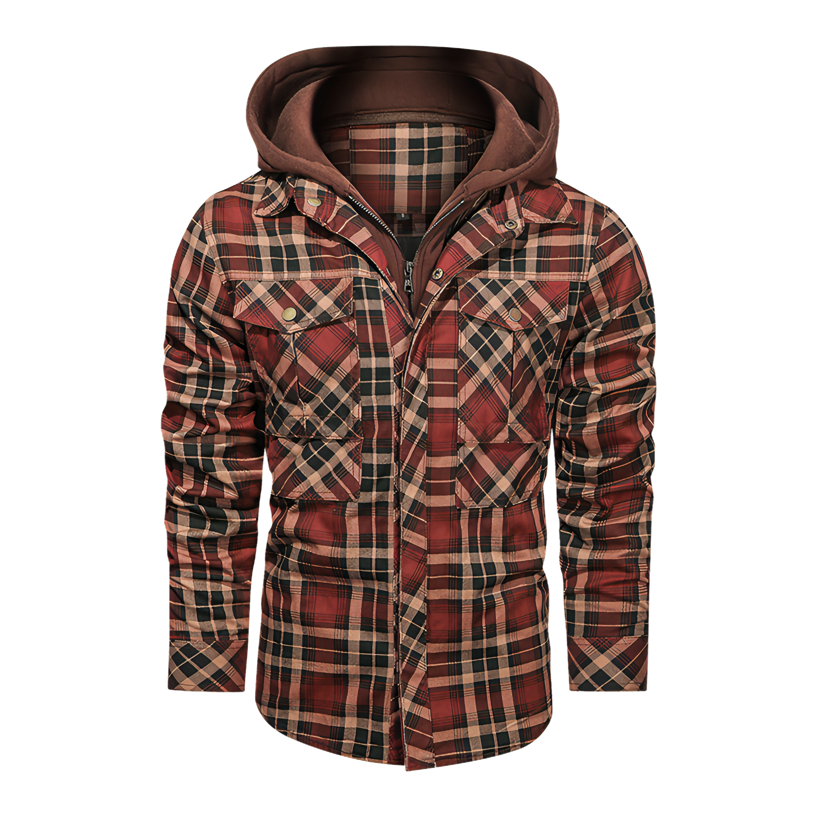 Men Long-sleeved Plaid Jacket