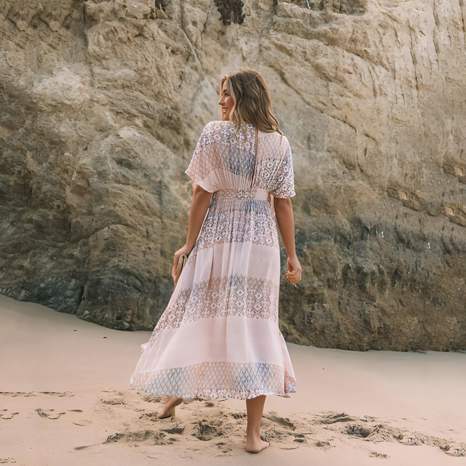 Vestido estampado de moda de primavera para mujer