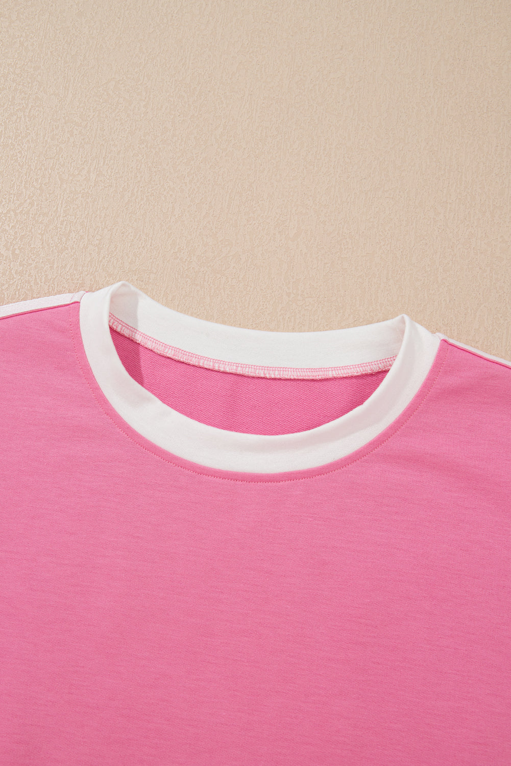 Sachet Pink Varsity Stripe Detail Casual Tee and Pants Leisure 2pcs Set