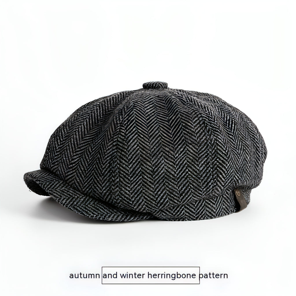 A1. Vintage Spring And Autumn Leisure Wool British Octagonal Hat