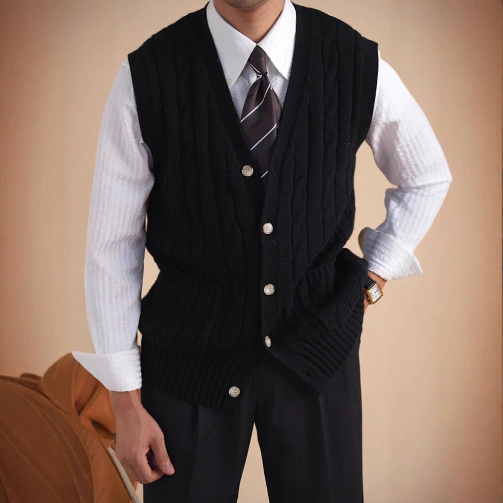 Suéter de lana tipo chaleco Aoyang para hombre, otoño e invierno