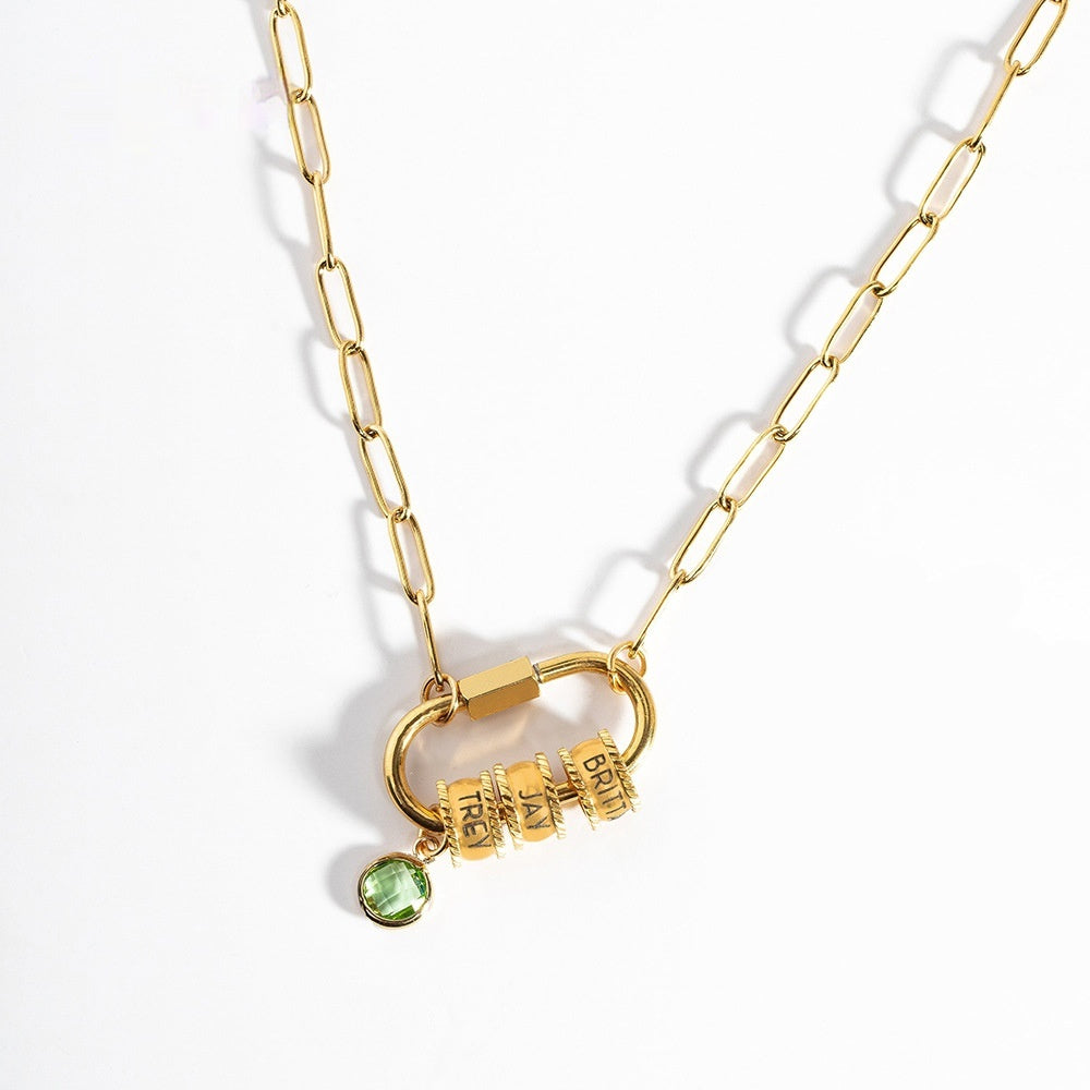 12 Color Birthstone Paperclip Necklace