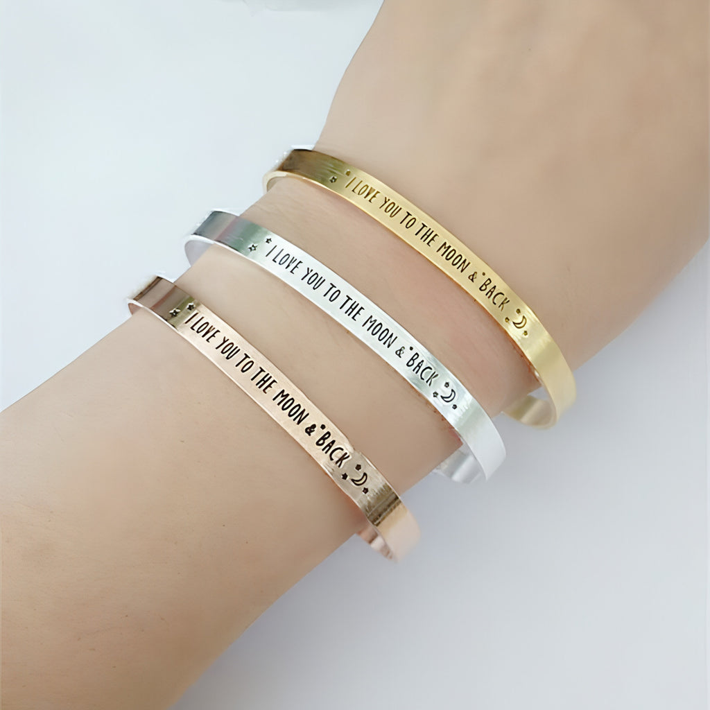 💖 Personalized Adjustable Cuff Bracelet – Your Words, Your Style