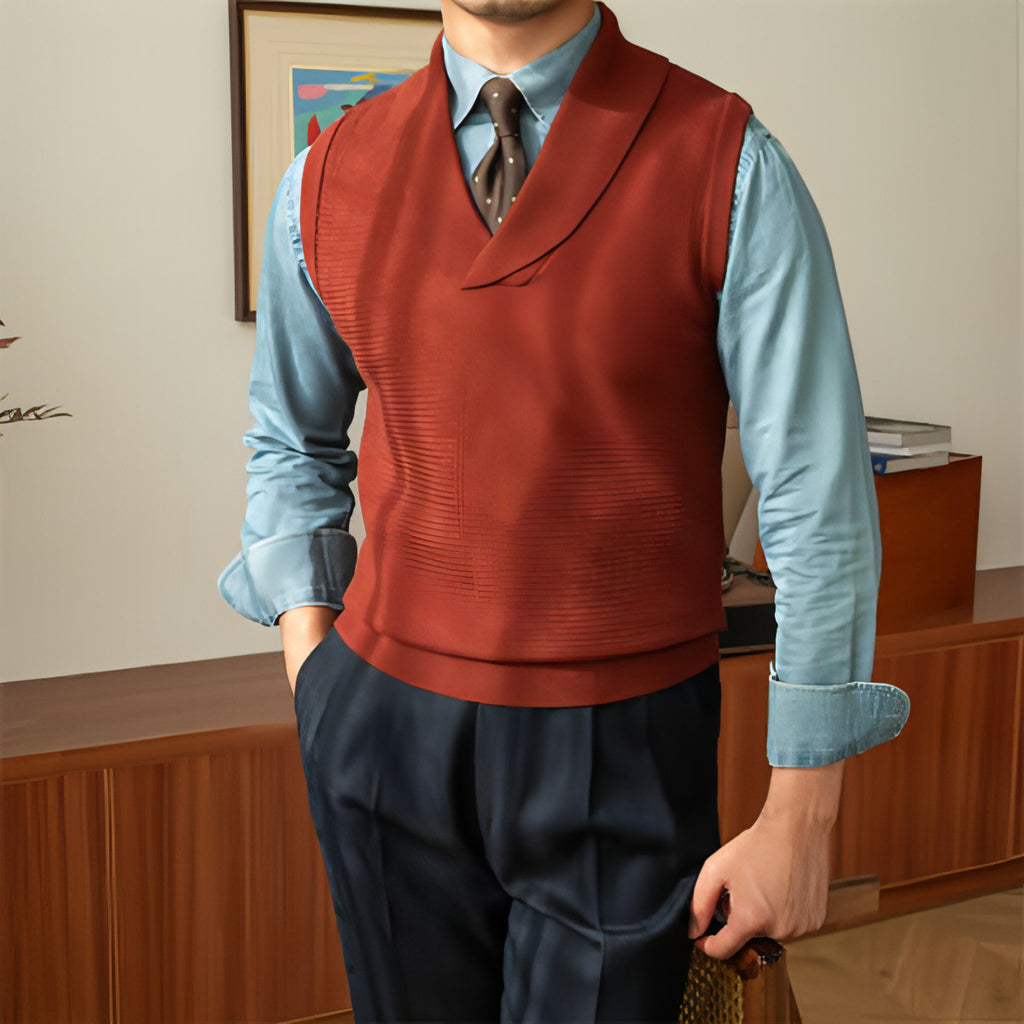 Chaleco de punto de moda para hombre, corte ajustado y de negocios