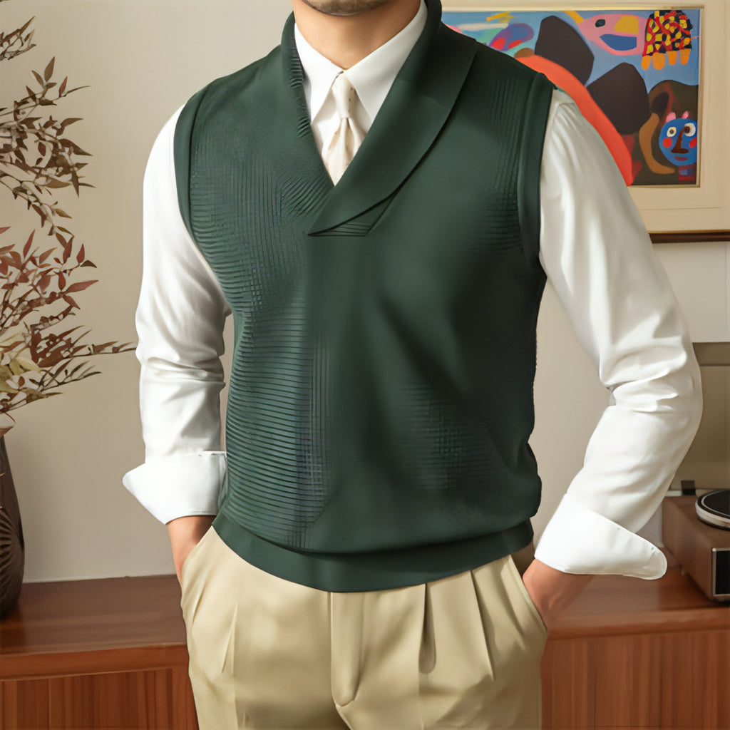 Chaleco de punto de moda para hombre, corte ajustado y de negocios