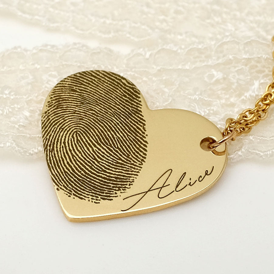 LuxeMemory™ – Fingerprint Heart Necklace | Memorial & Love Edition