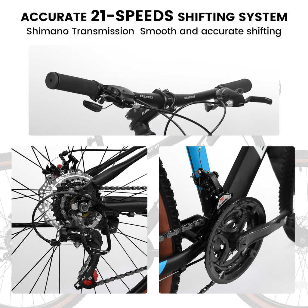 Carpat™ MTB Velocity 27 – 27.5" ALUMINIUM Mountain Bike (21-Speed, Black-Blue)