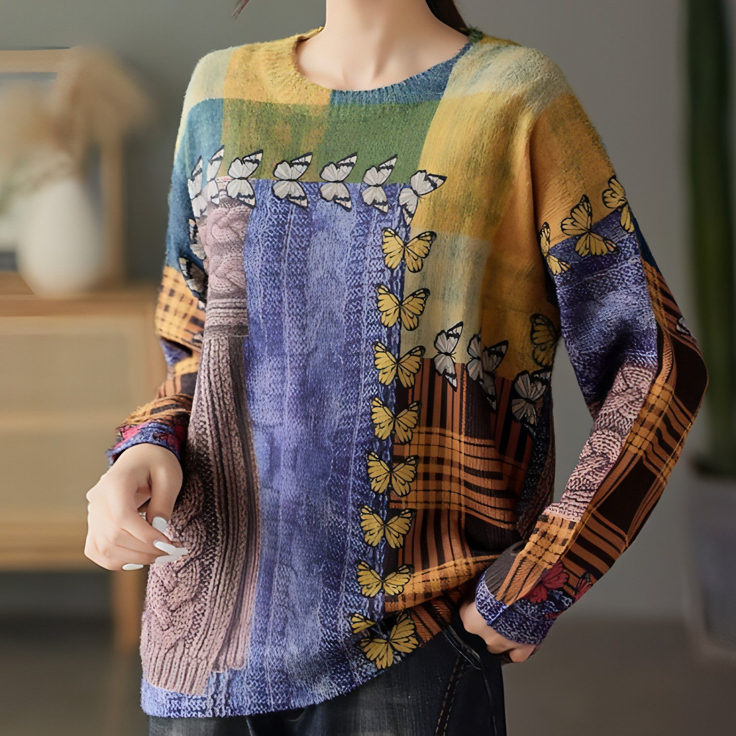 Women's Loose Pullover Round Neck Sweater