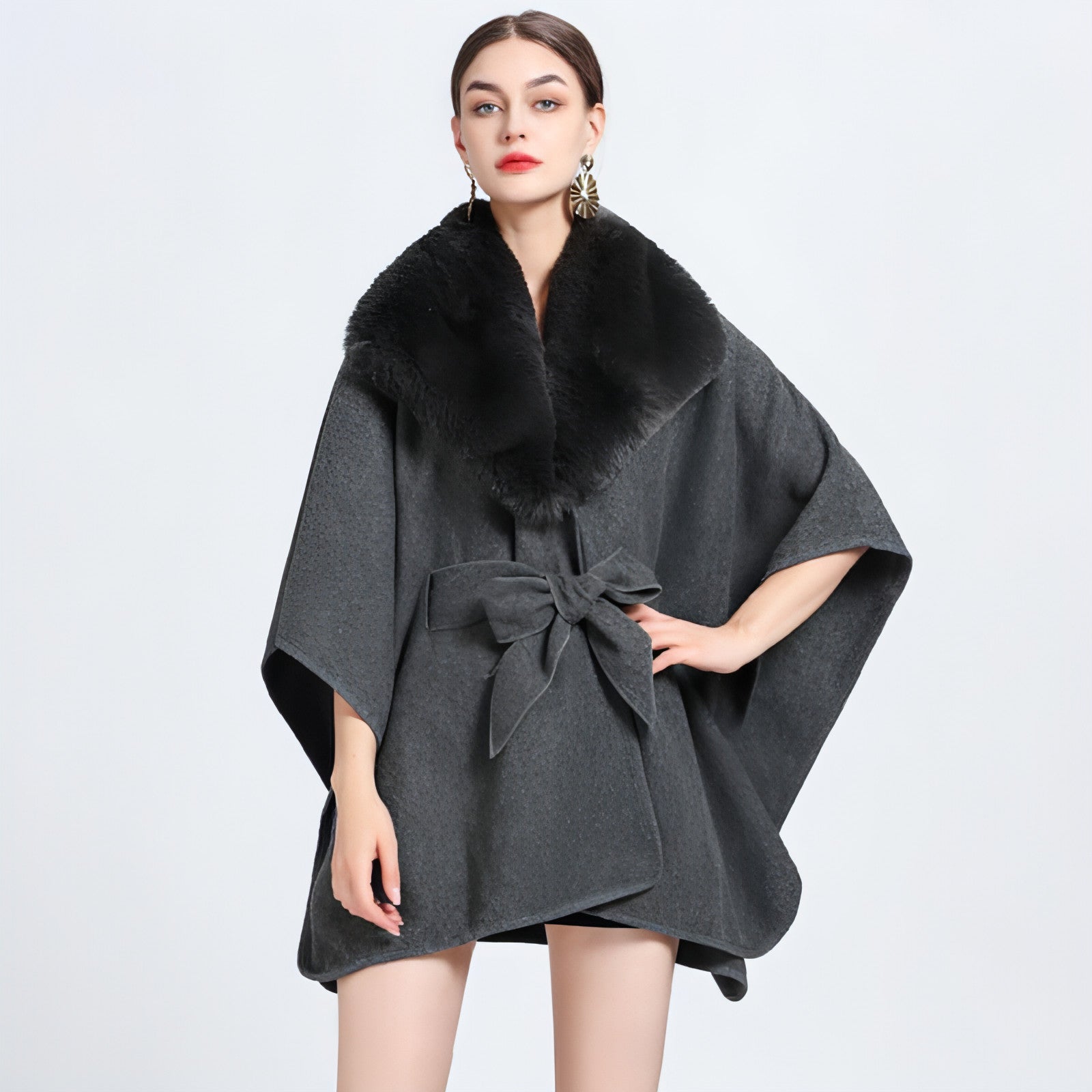 Kragen Strickschal Cape Damen Jacke
