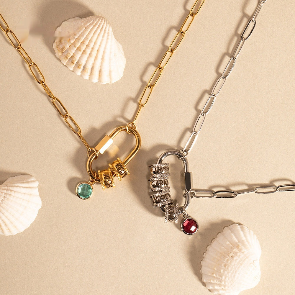 12 Color Birthstone Paperclip Necklace