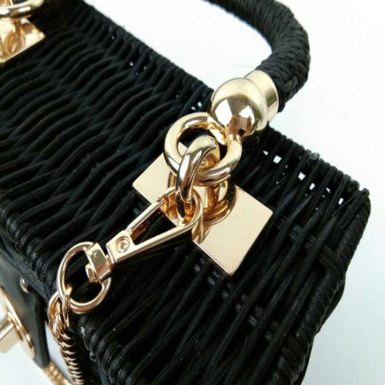 WillowCrate™ – Retro Black Rattan Box Bag
