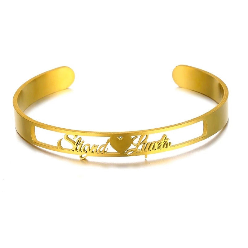 LuxeJewels™ – Custom Name Cuff Bracelet (Stainless Steel)