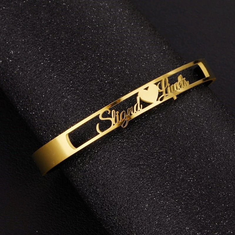 LuxeJewels™ – Custom Name Cuff Bracelet (Stainless Steel)