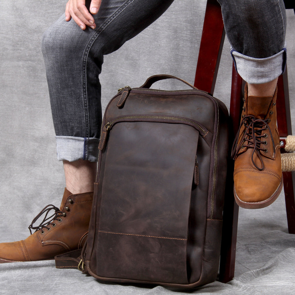 ALLFASHION™ – HeritageRider Crazy Horse Leather Backpack