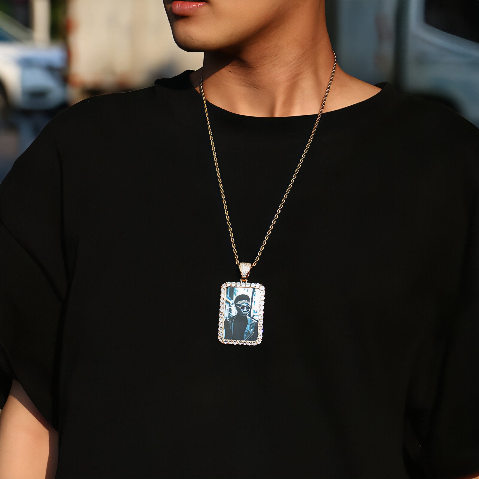 Custom Made Photo Squar Medallions Necklace
