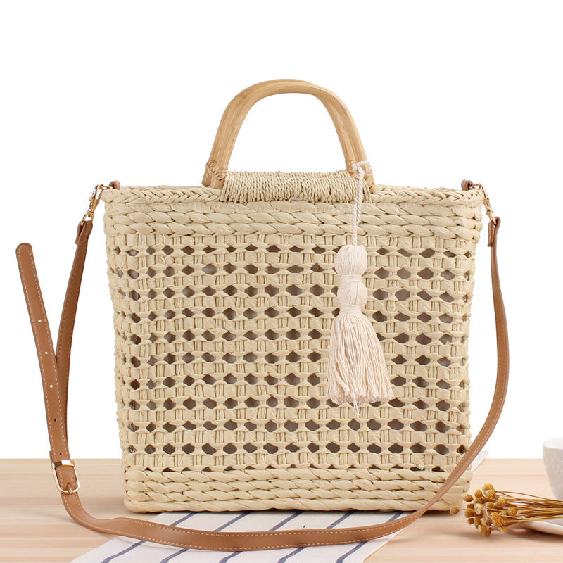 SolunaWeave™ – Hollow Breeze Straw Tote