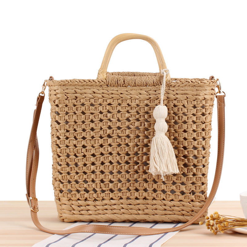 SolunaWeave™ – Hollow Breeze Straw Tote