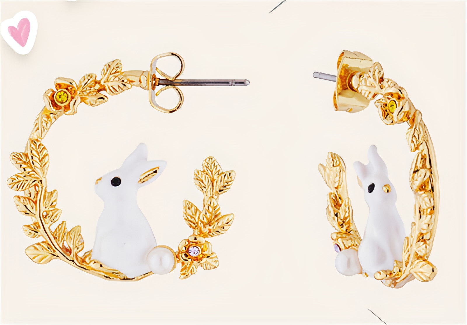 Cute Little White Rabbit Wheat Ear Earrings
