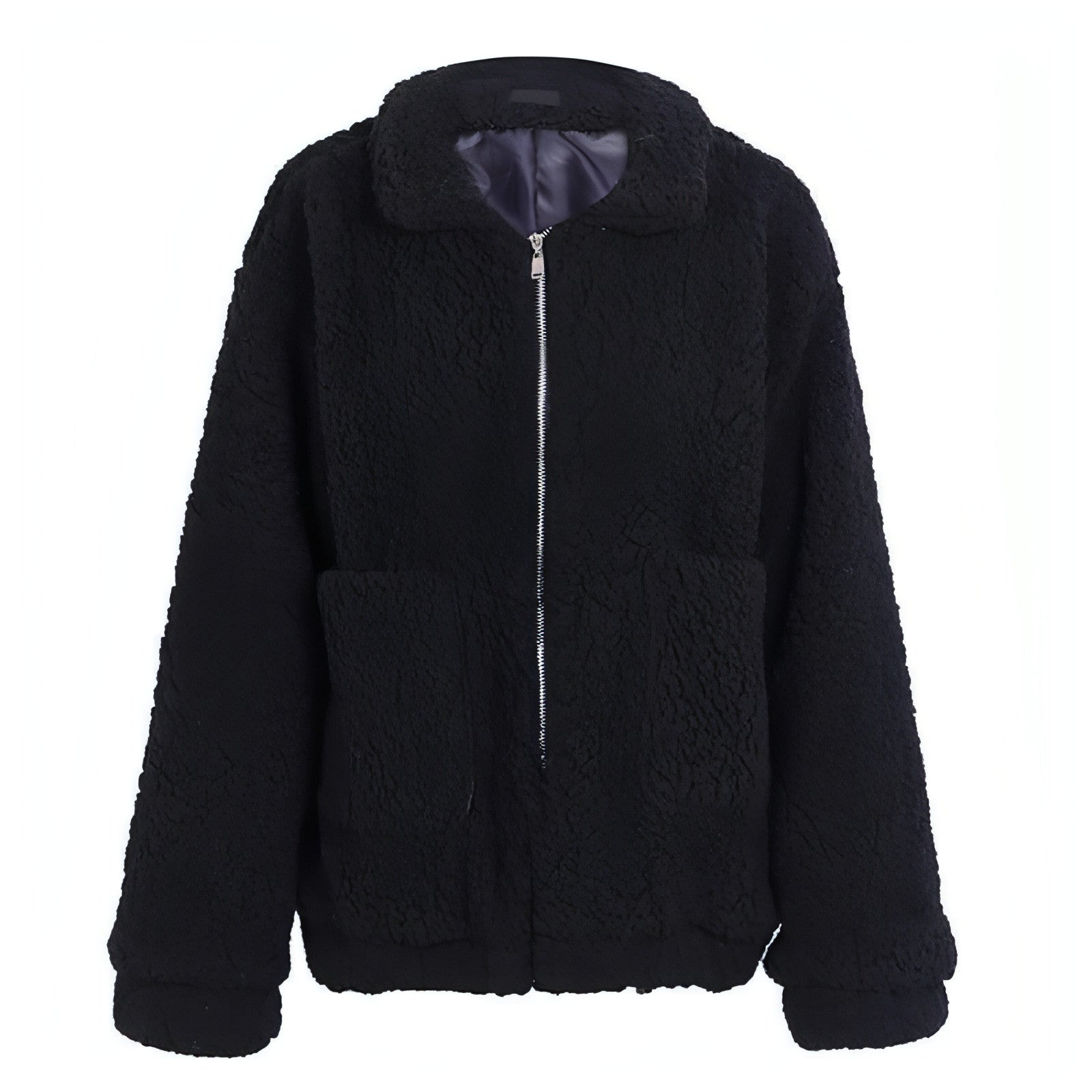 Faux Lammwolle übergroße Jacke Mantel Winter schwarz warme haarige Jacke Frauen Herbst Oberbekleidung
