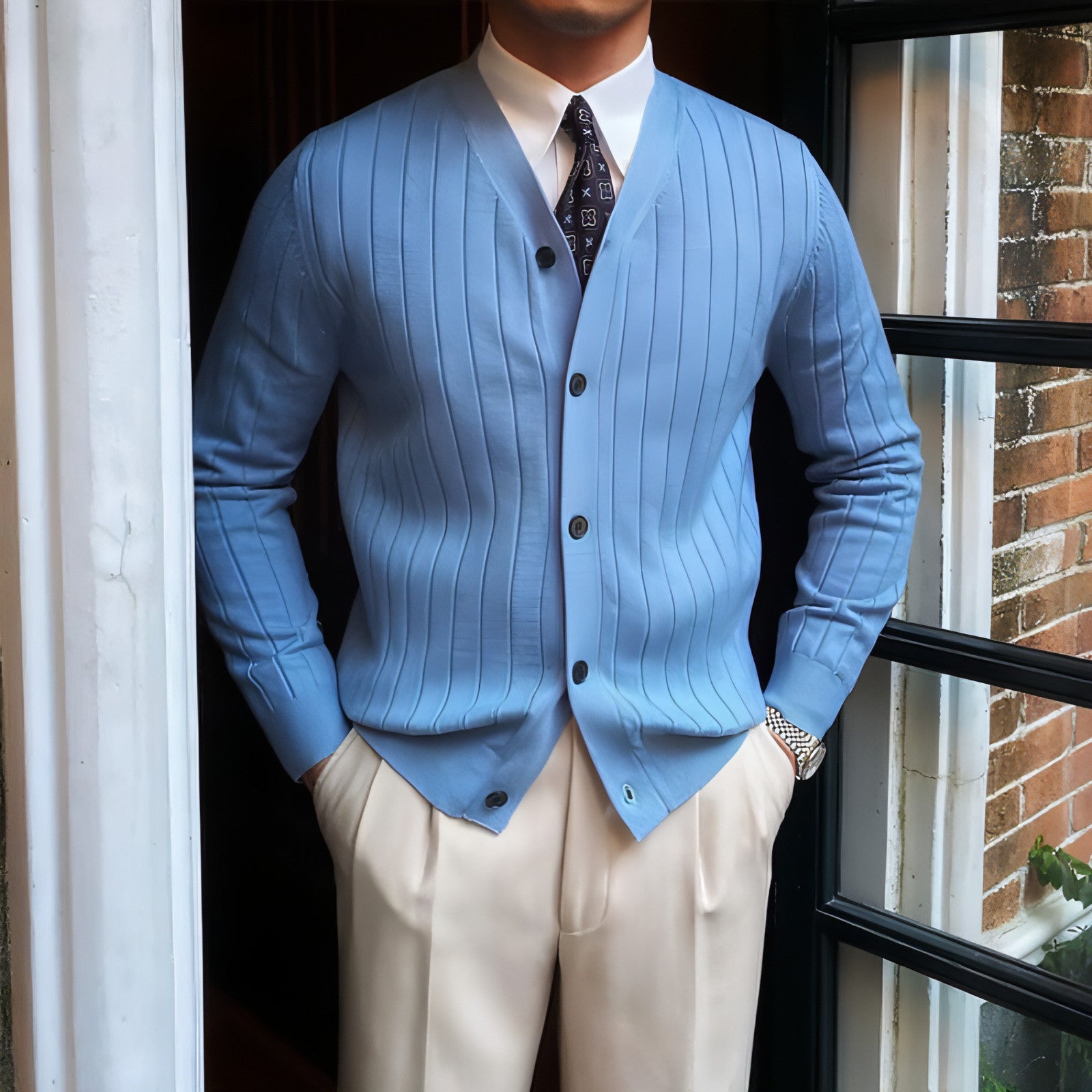 Cárdigan de punto para otoño e invierno para hombre