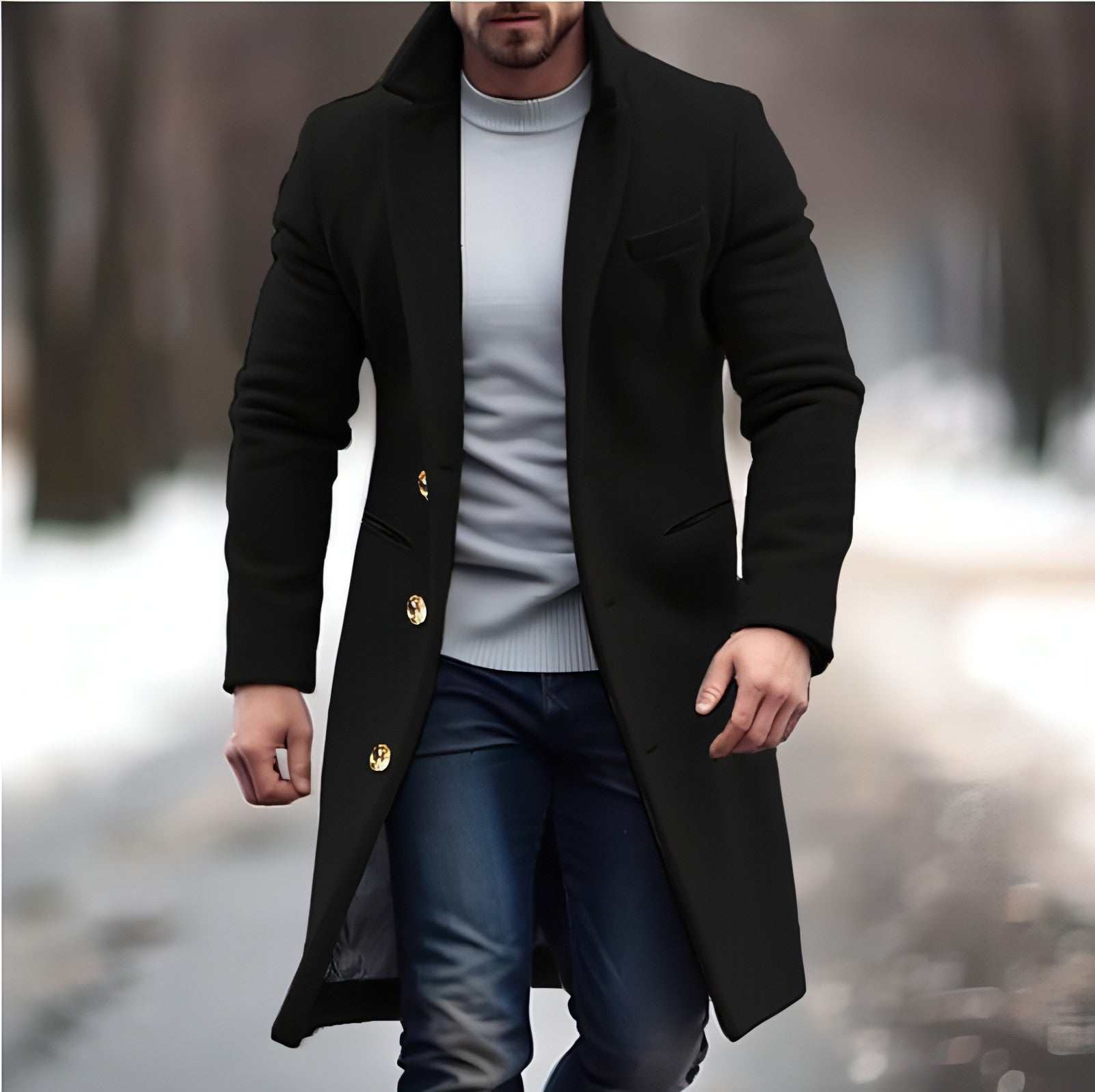 Casaco de lã casaco masculino de comprimento médio de comprimento multicolorido