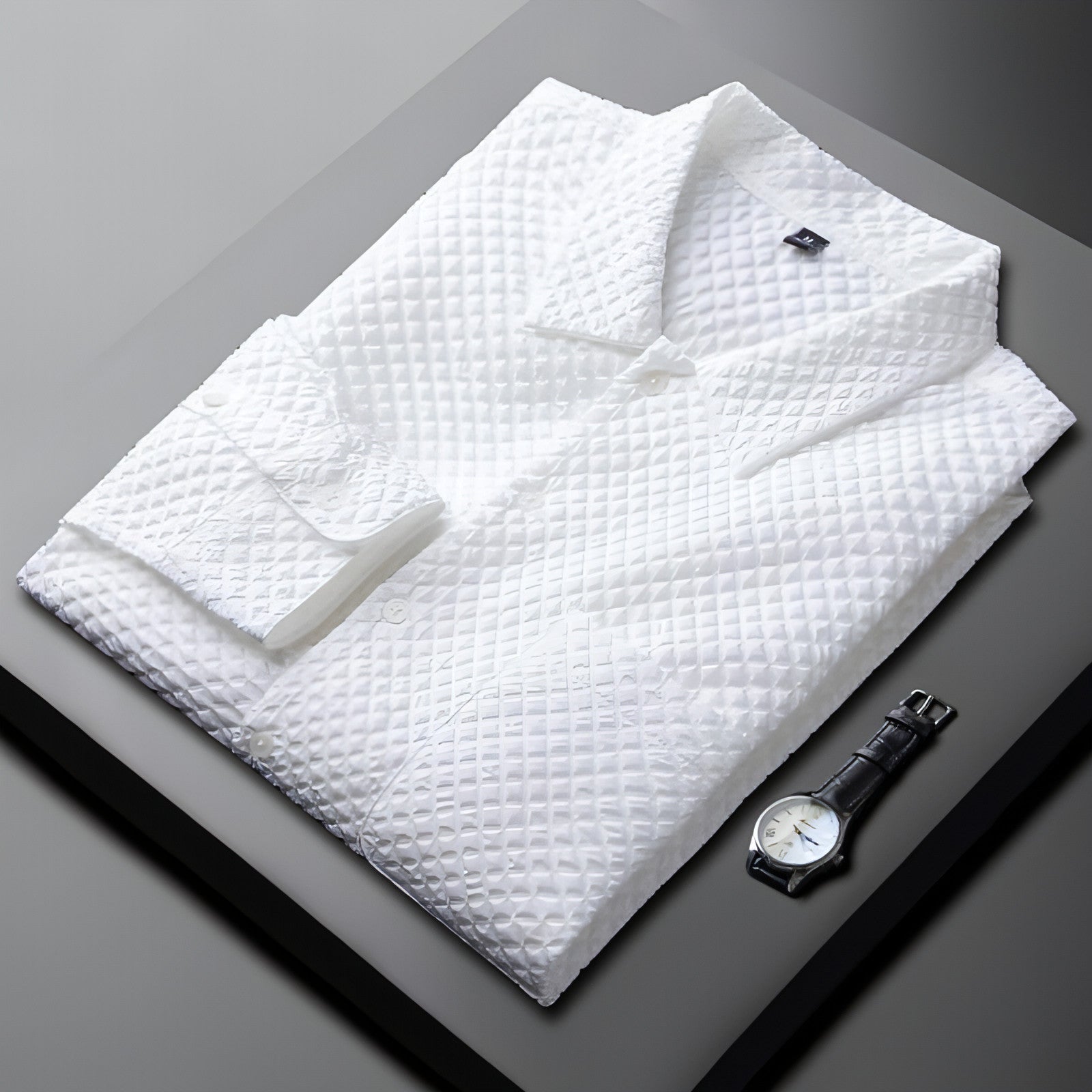 Camisa de vestir blanca de manga larga para hombre