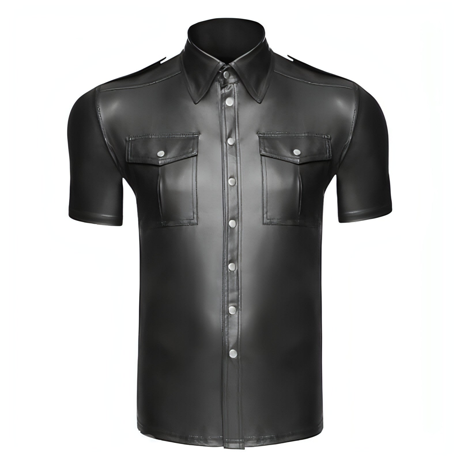 Camisa de vestir de charol para hombre, trajes de cuero discretos para escenario