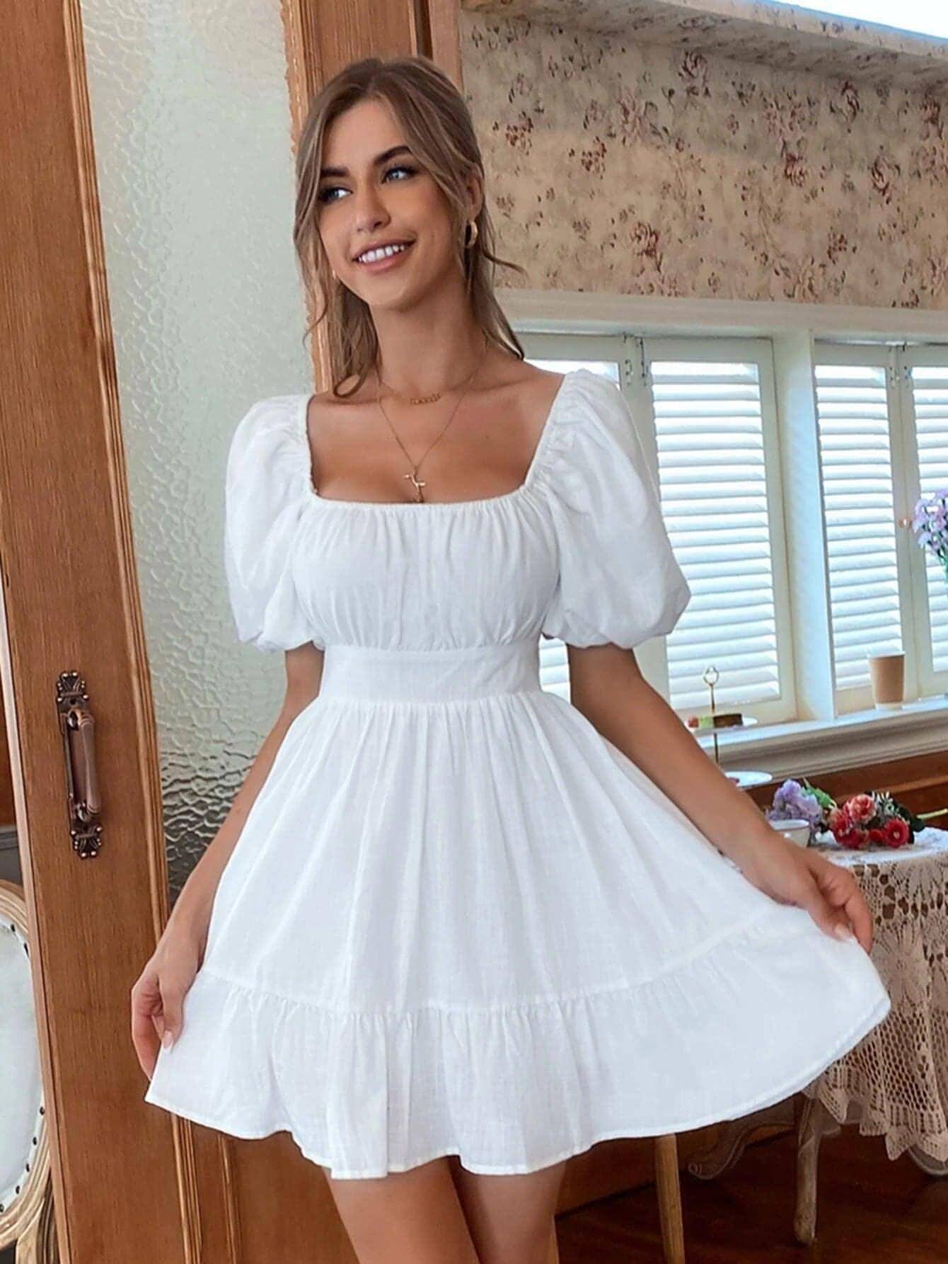 Vestido sin espalda con lazo para mujer