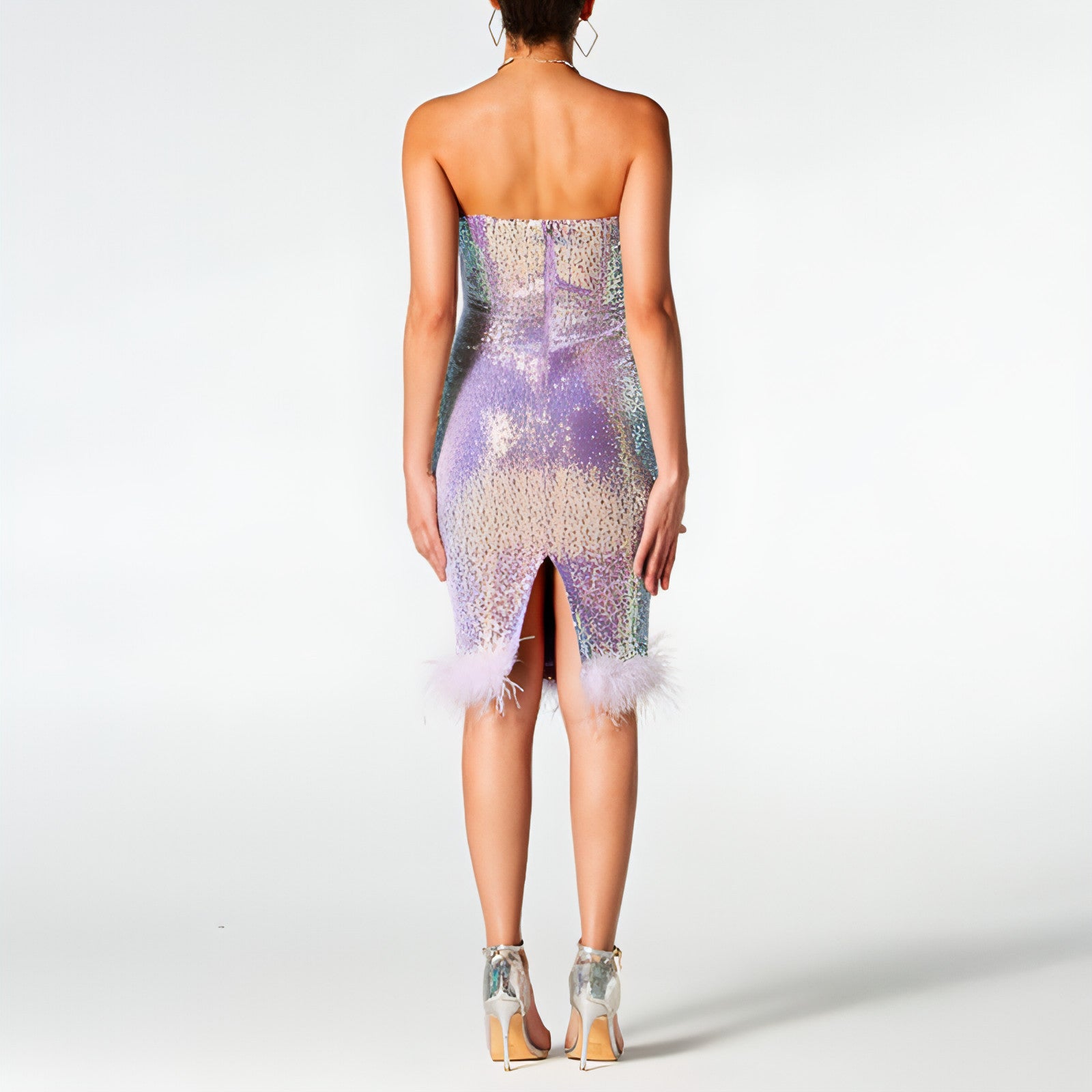 Vestido tubo de moda con escote en la cadera para mujer