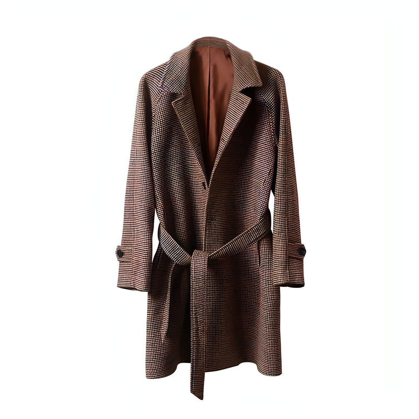 Cavalheiro vintage Houndstooth masculino de lã de lã de lã Trench