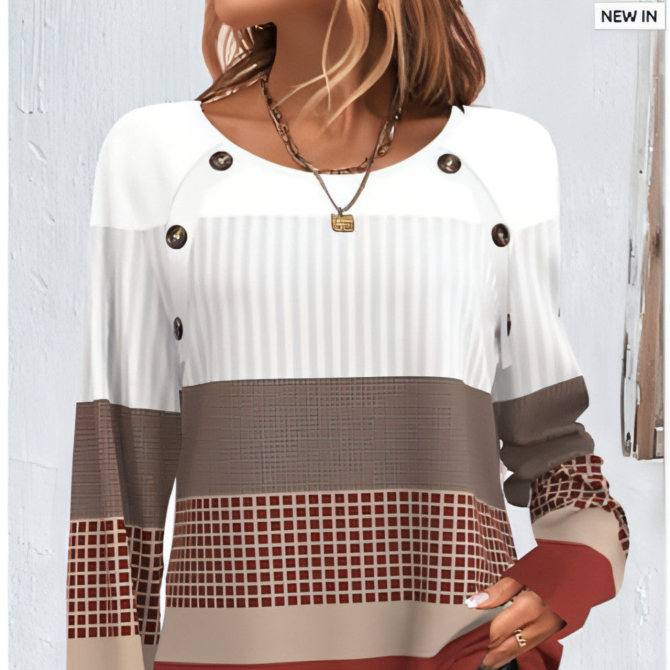 Camiseta de manga larga con botones para mujer