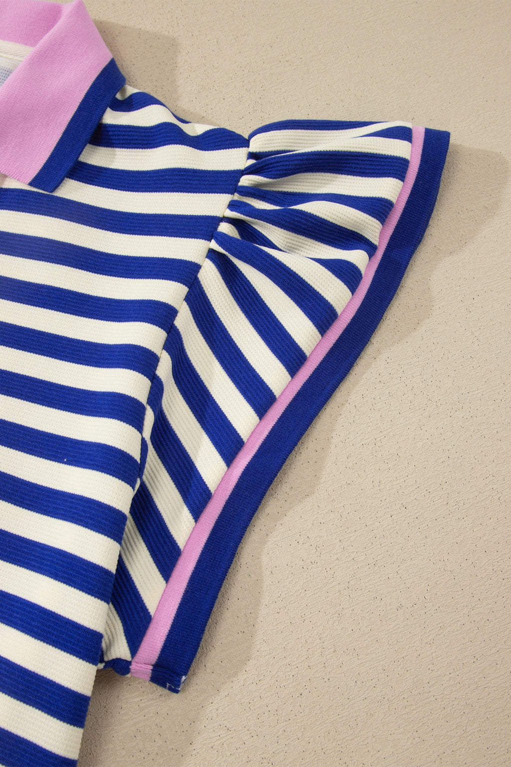 Dark Blue Striped Shift Dress Colorblock V Neck Short Sleeve Casual Summer
