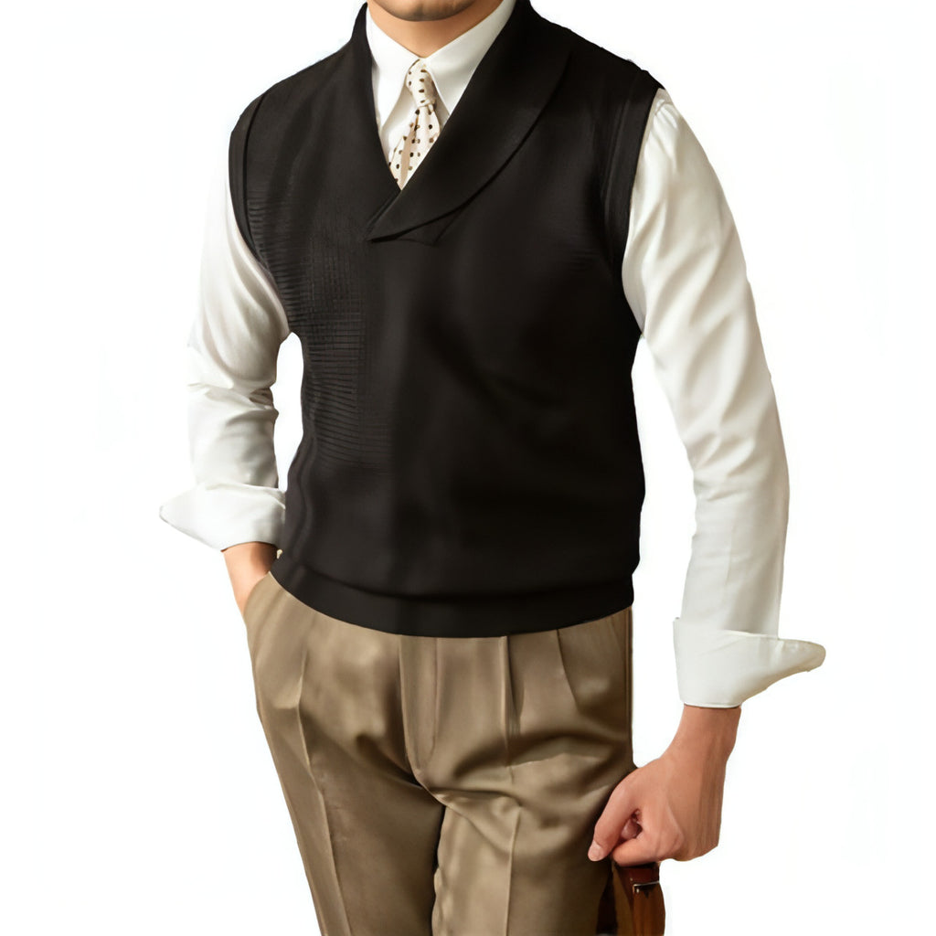 Chaleco de punto de moda para hombre, corte ajustado y de negocios