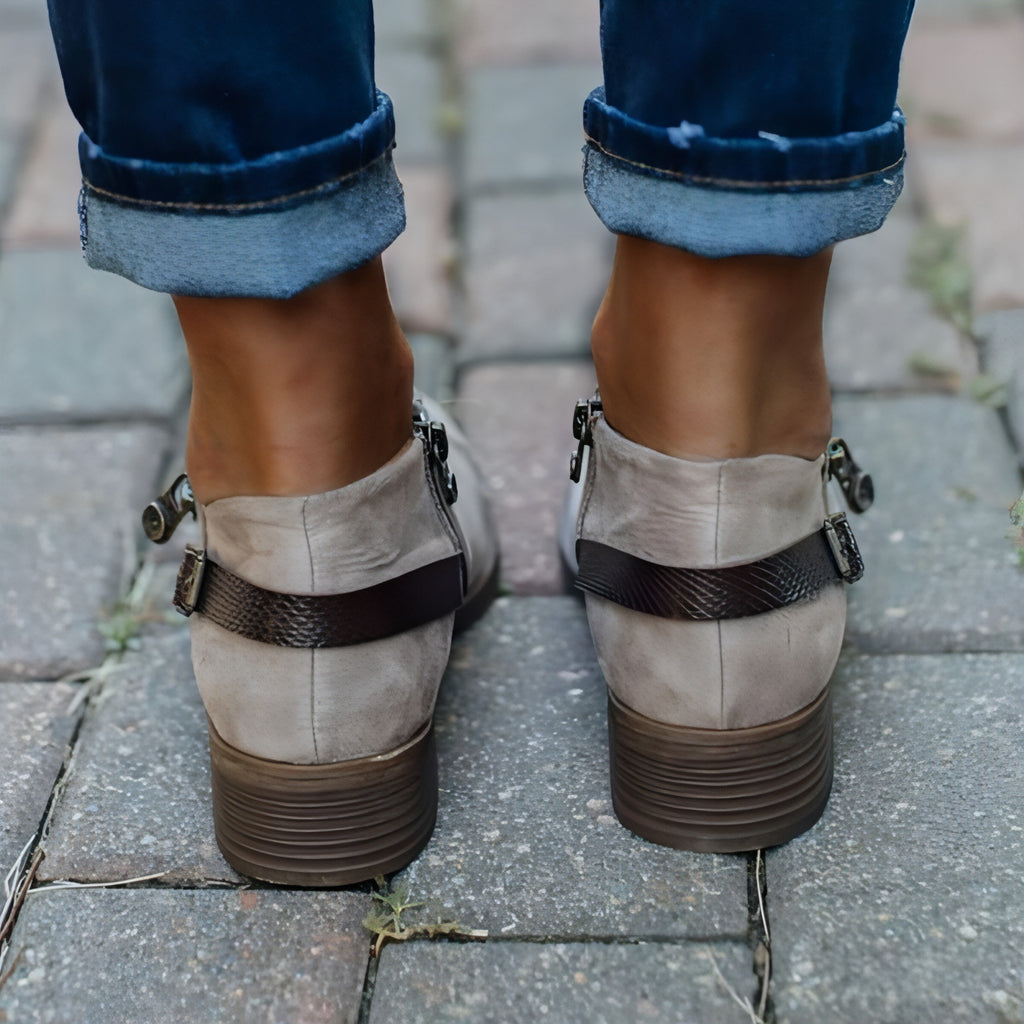Business Boots With Side Zipper Belt Women's Shoes