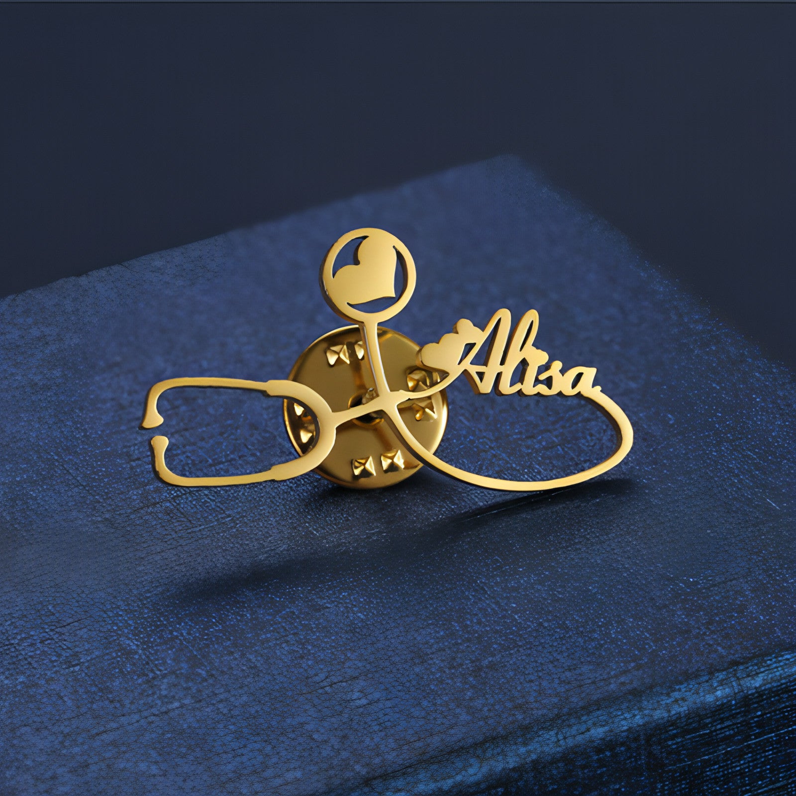 Stainless Steel DIY Name Letter Stethoscope Brooch