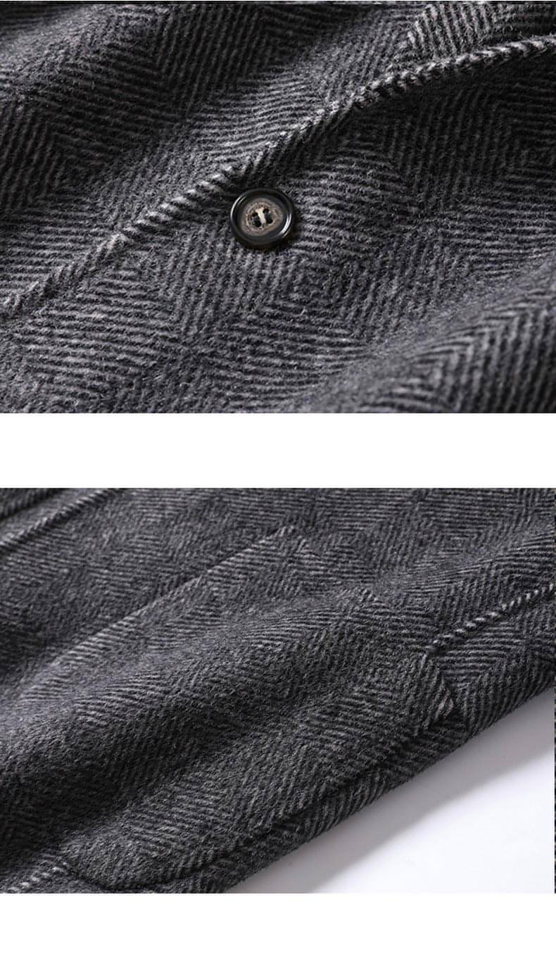 Gabardina de lana de cachemira para hombre, abrigo largo informal a cuadros de invierno