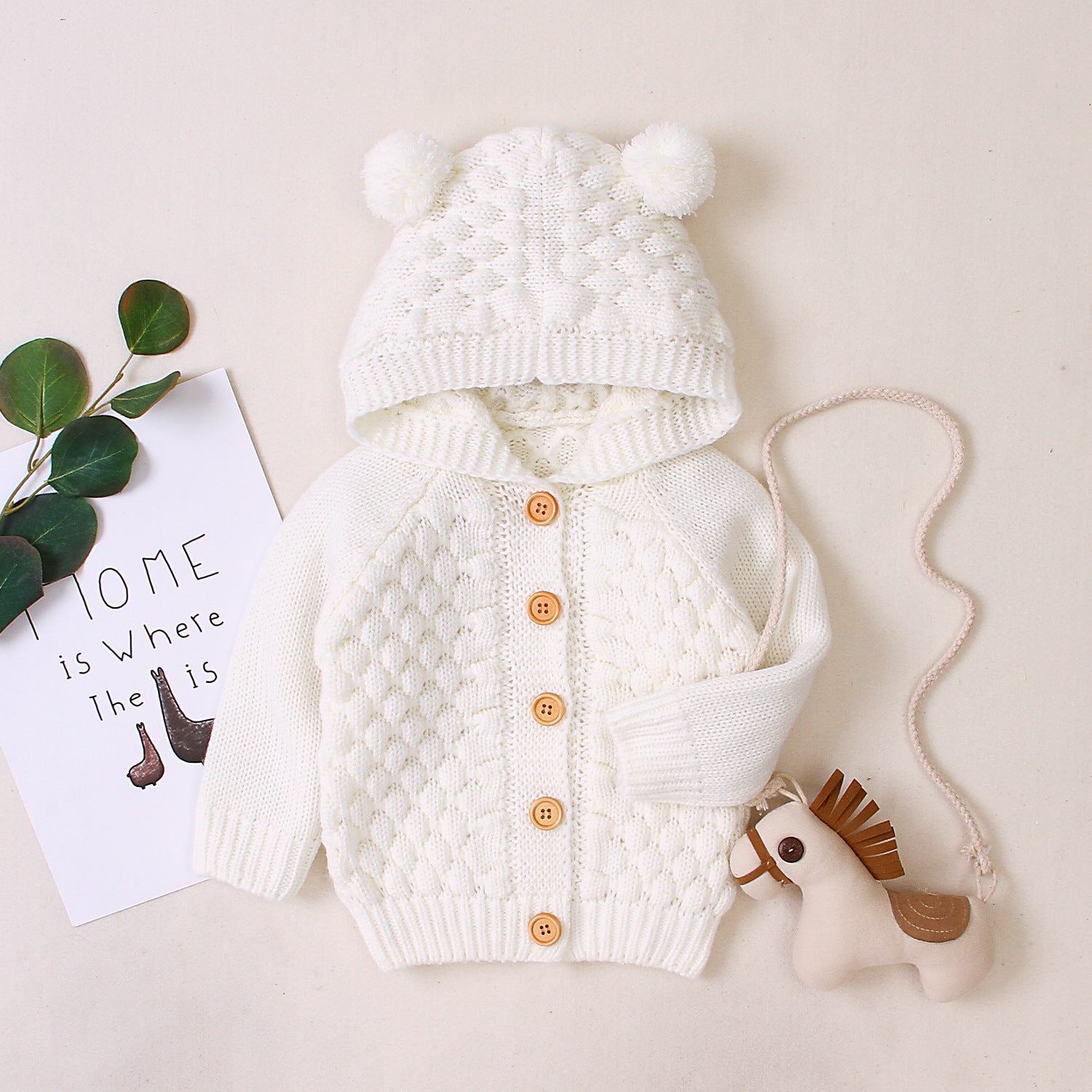 KuschelGlöckchen™ – Hooded Knit Jacket with Pom-Pom