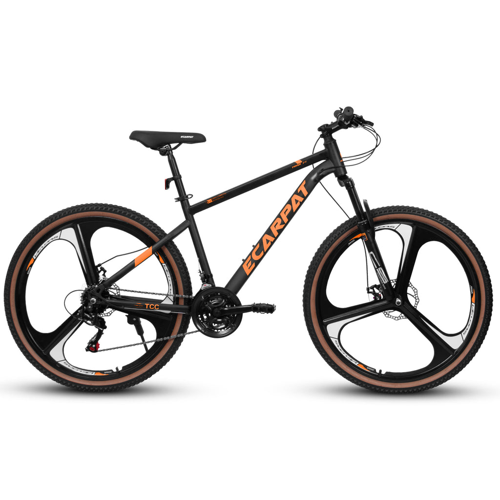 Ecarpat™ Racing MODERNA – 27.5" Hybrid MTB (21-Speed, Dual Disc, Black-Orange)