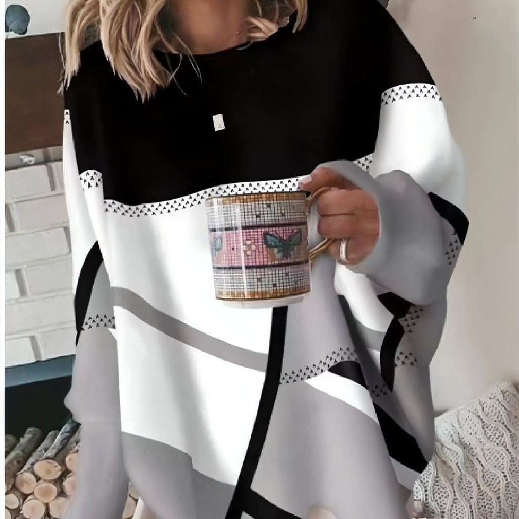 Camiseta de manga larga con cuello redondo y estampado para mujer