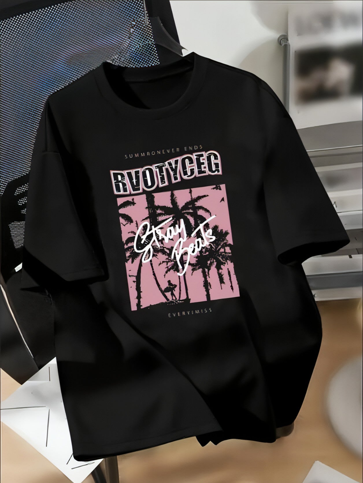 Camiseta informal con estampado de coco para hombre y niño, lavable a máquina, cuello redondo, patrón geométrico para primavera y verano