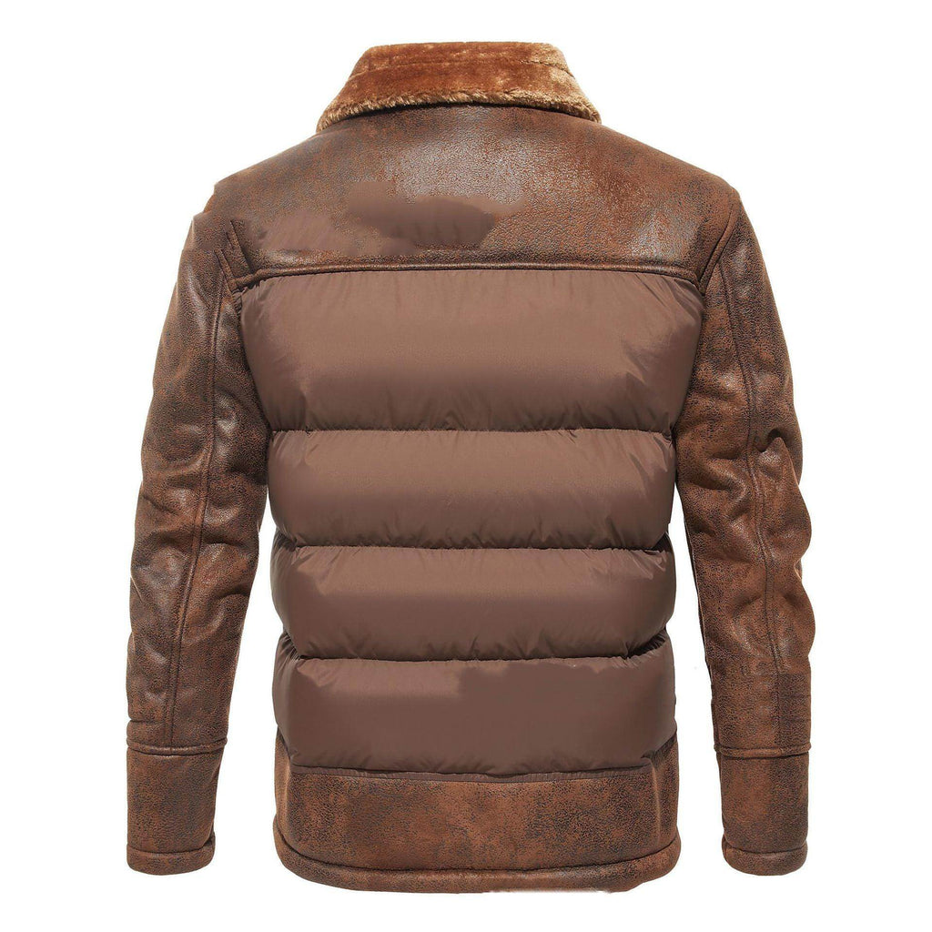A.1 Chaqueta de moda con solapa integrada de piel para hombre
