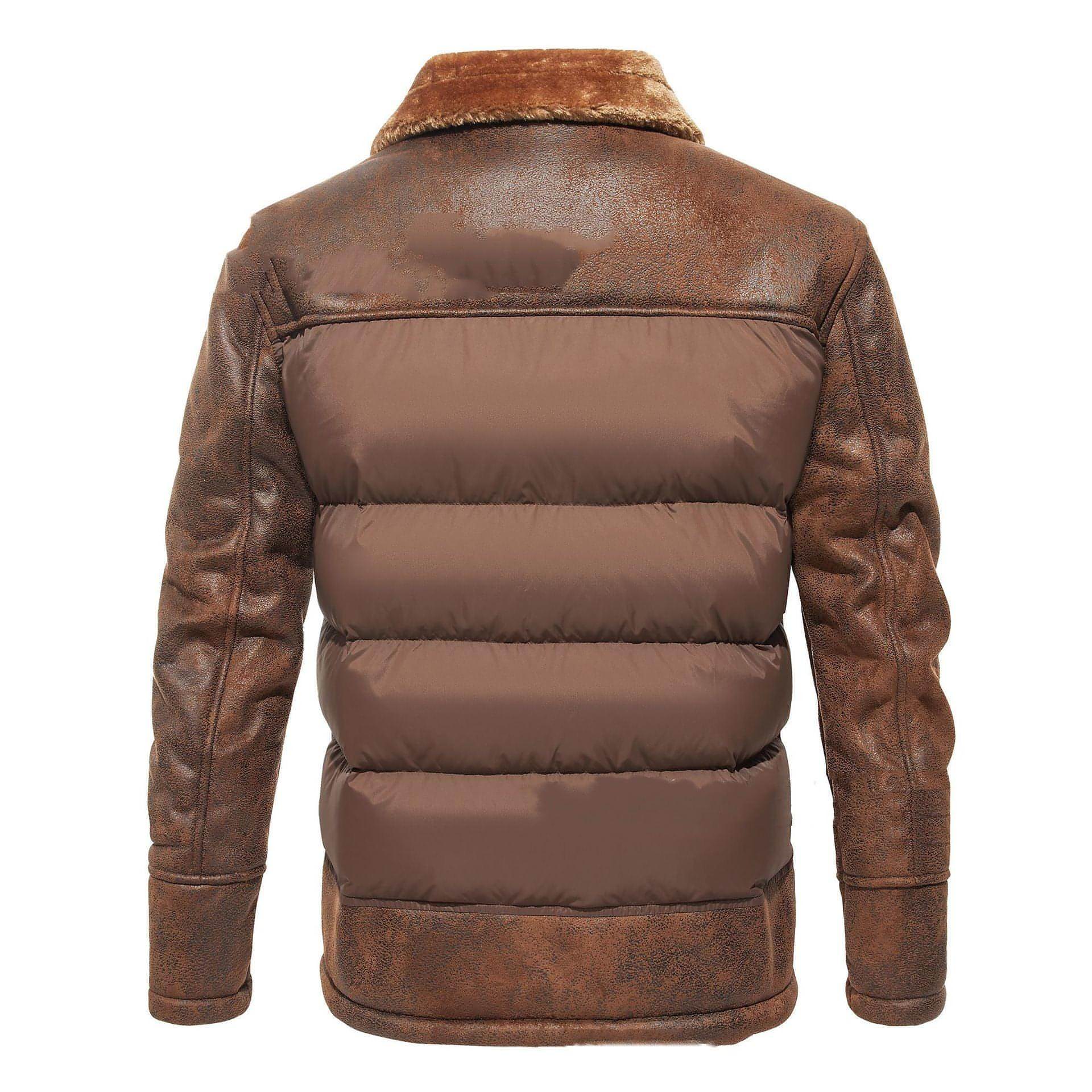 A.1 Chaqueta de moda con solapa integrada de piel para hombre