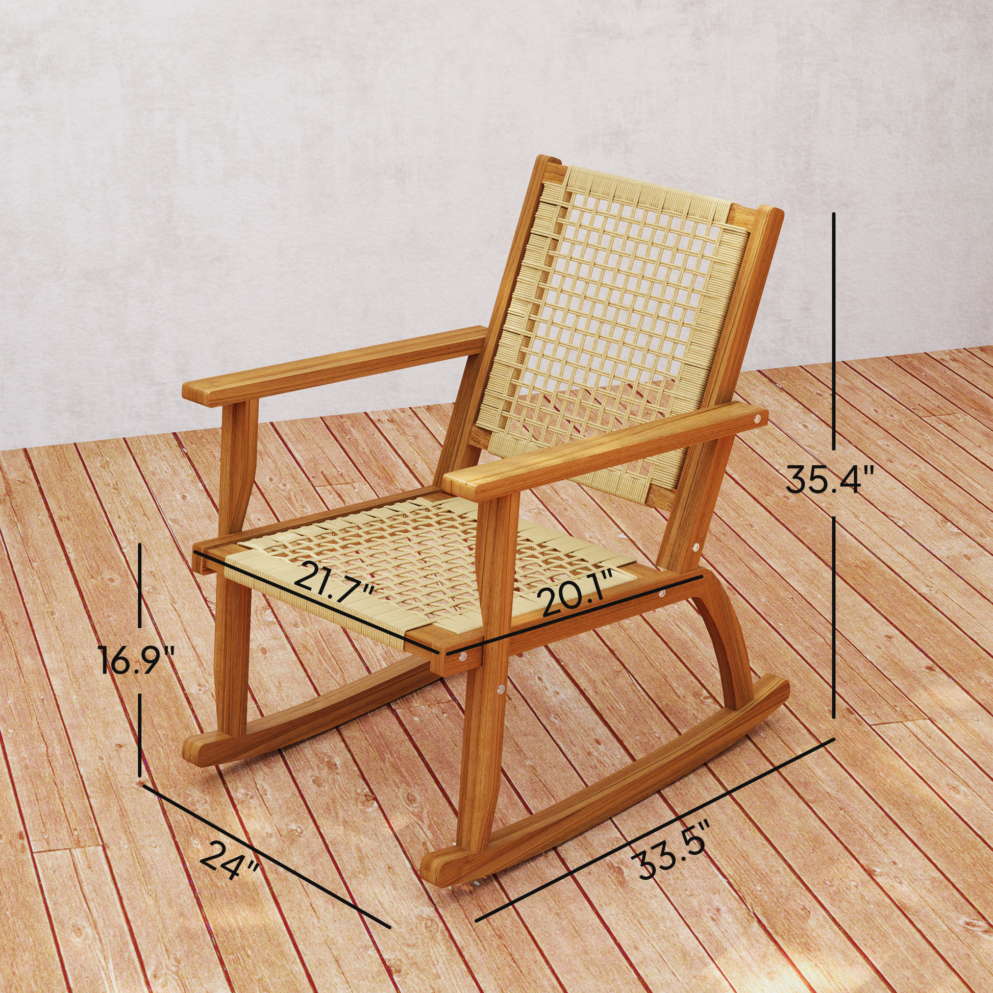 LuneluX_Garden™ Outdoor Acacia Wood Rocking Chair Set – 2-Piece Patio Lounge Chairs