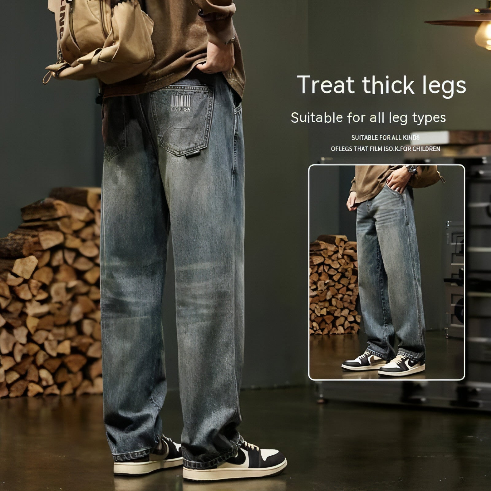 Pantalones cargo rectos y holgados para hombre (jeans)