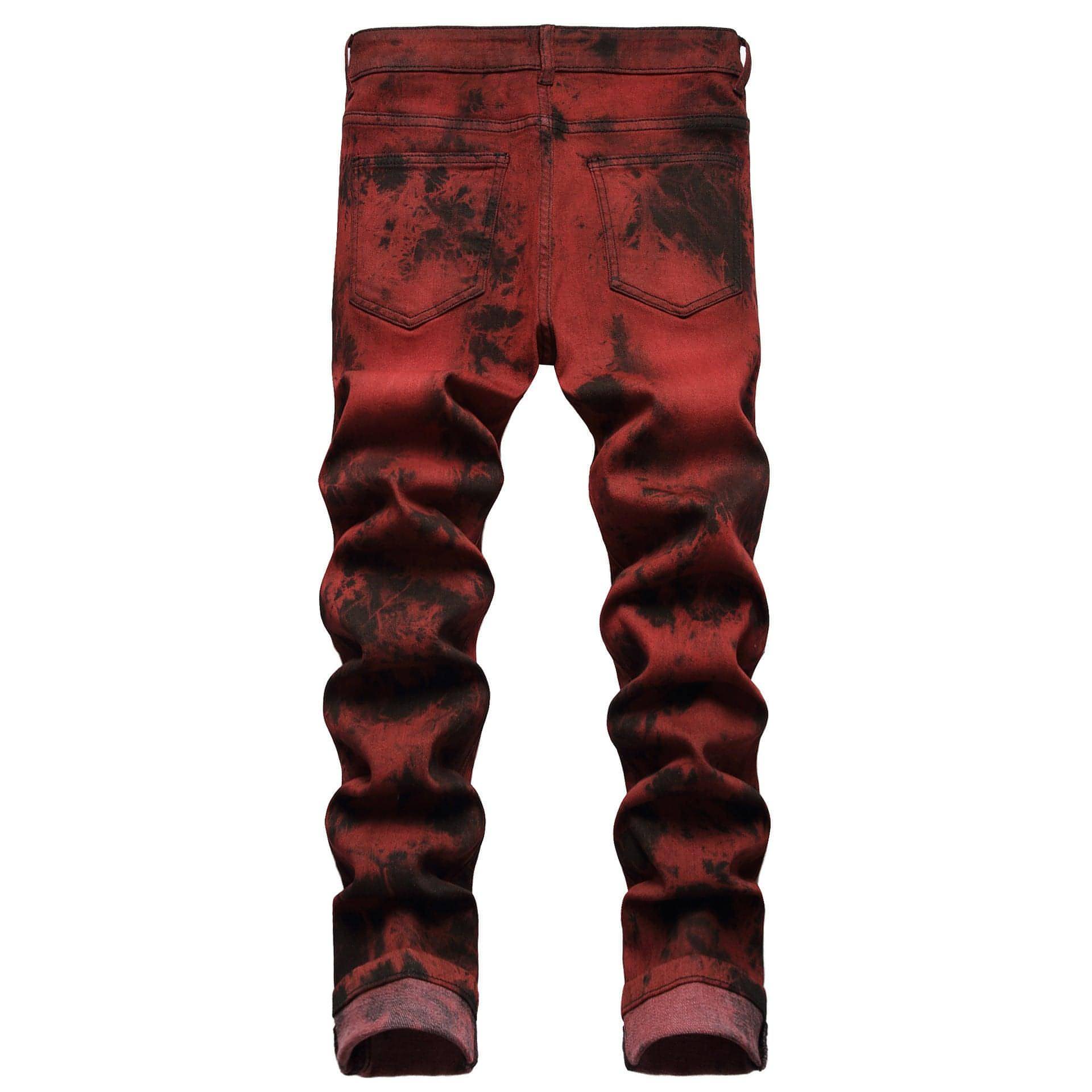 Stretch Tie Dyed Red Brick Men 's Jeans