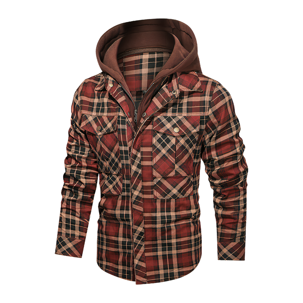 Chaqueta de cuadros de manga larga para hombre